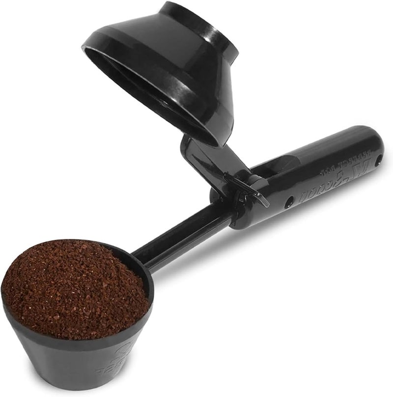 PUXING Coffee Scoop & Funnel for Reusable K Cup Refillable Coffee Pods Coffees Measuring Spoon Scoop with Funnel for Ground Coffees, Protein Powder, Tea(COLOR:black) - Image 1